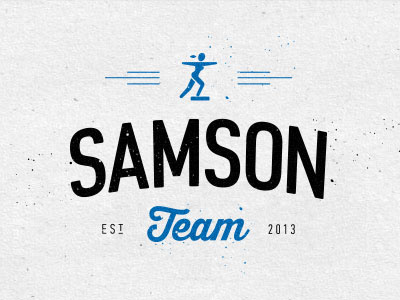 Samson Team blue fitness icons identity logo paper silhouette sport team texture vintage woman