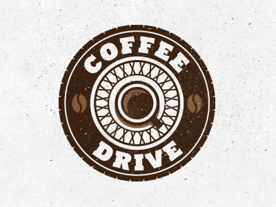 Coffee Drive car coffee cup drive logo retro wheel