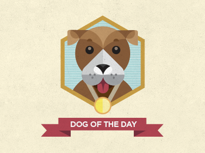 Dog of the day animal dog flat illustration medal