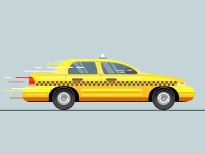 Yellow Cab cab car flat illustration move ny taxi