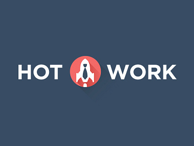 Hot Work Logo flat hot logo rocket shadow tie work