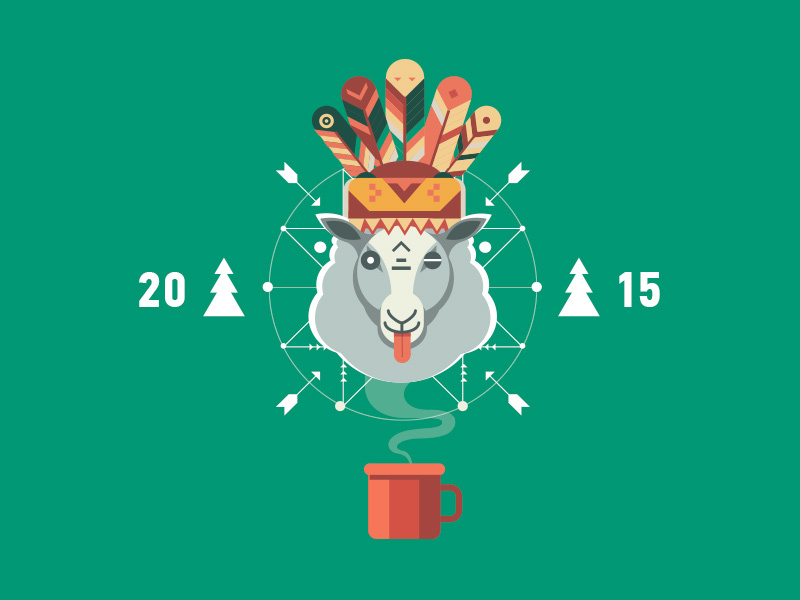 HAPPY NY! happy new year flat illustration sheep 2015