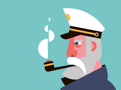 Captain beard character face flat hat head human illustration ocean sea simple smoke