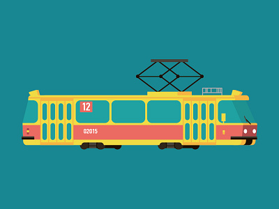 Tram flat illustration odessa simple tram transport