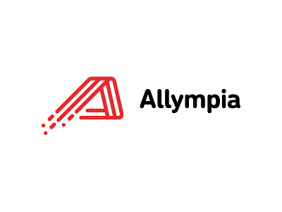 Allympia a black dynamic identity letter line logo red sport