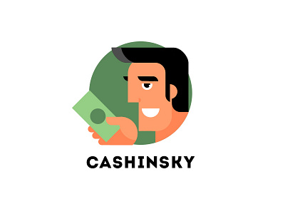 Cashinsky brave cash constructionism credit face flat identity logo money simple