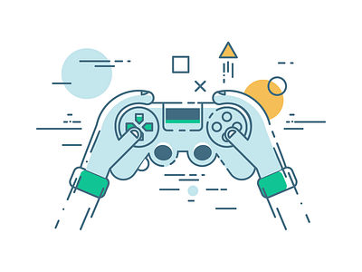 Play! controller explainer finger flat frame hand illustration play sony station style