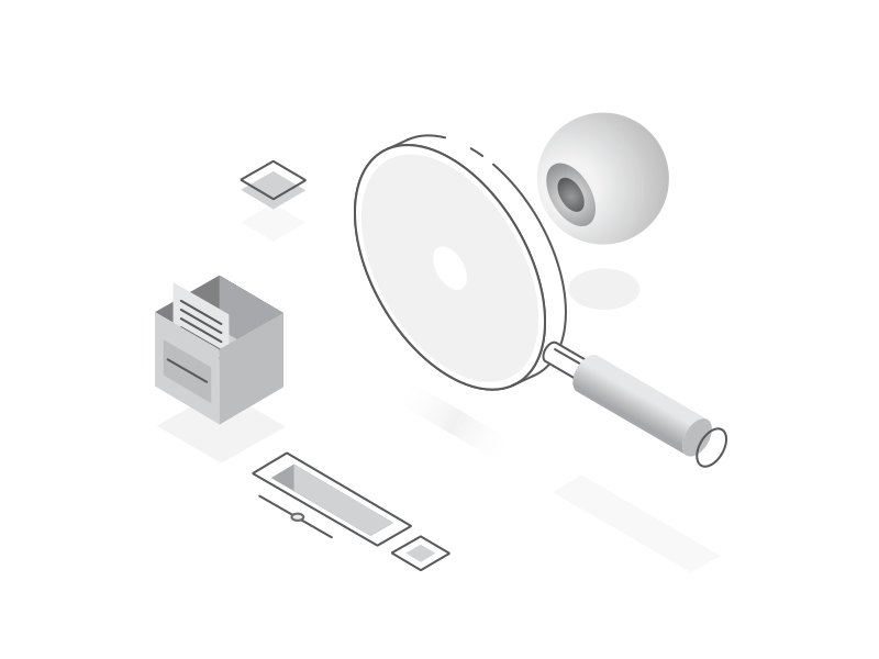 Research animation eye grey illustration isometric json line lottie magnifier motion search