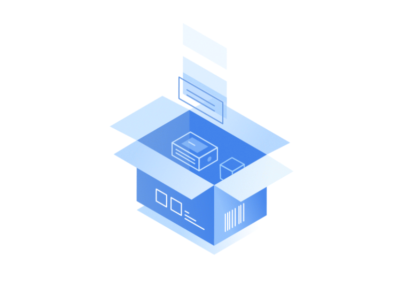 Modum. Packaging abstract blockchain box illustration isometric json logistics lottie monochromatic package sensor wheel