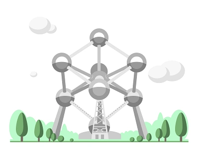 Atomium architecture belgium brussels building city flat illustration minimalistic