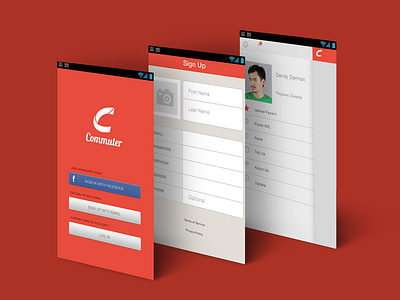 Commuter App android app mobile mockup red ui ux