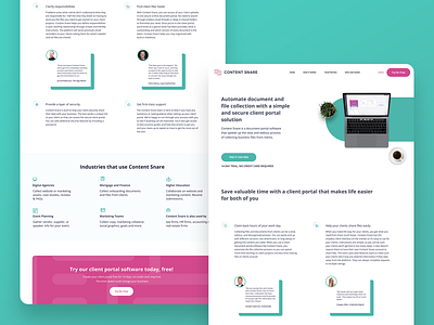 Content Snare Client Portal Page client page landing page ui ux web design website