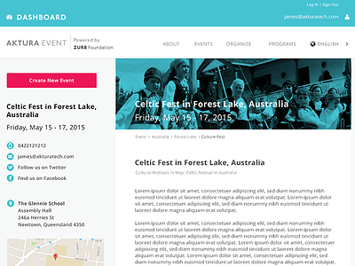 Event Detail Page Concept australia detail event microsite page ui website