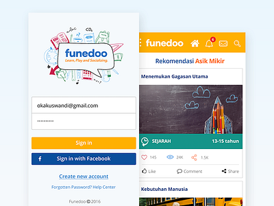 Funedoo Mobile Web education funedoo mobile app sign in social media ui user experience user interface ux