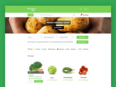 E-commerce Website Concept - Product Page agent delivery e commerce farmer fruit indonesia local location maps order service vegetable