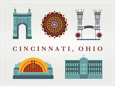 Cincinnati Landmarks building cincinnati icon illustration landmark map