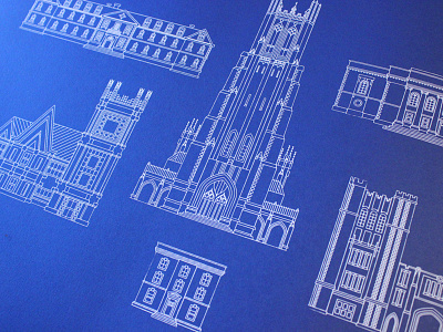 Duke University Campus Architecture architecture blue campus college duke icon illustration ink screenprint university