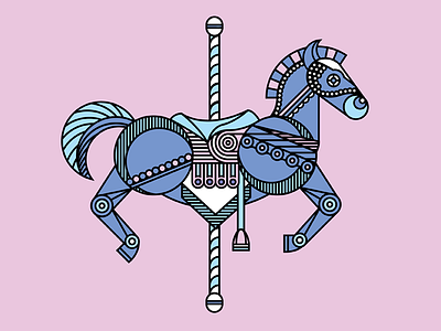 Carousel carousel figurine geometric geometry horse illustration line pastel pink purple