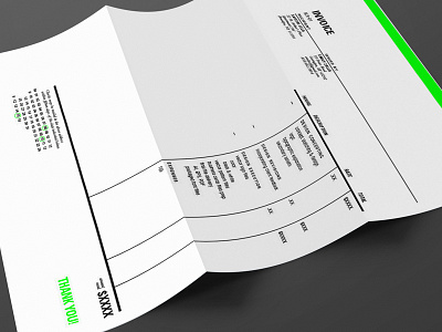 Invoice. black and white document invoice layout lime green minimal pop typography