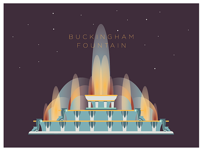 Buckingham Fountain chicago fountain geometry icon illustration landmark light stars water