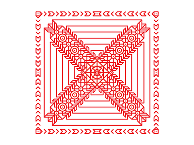 X Drop Cap alphabet decorative geometry letter lettering linework pattern red typography vector x