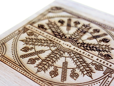 Beer Coasters! beer coaster emily zalla etch holiday hops iconography illustration laser wood