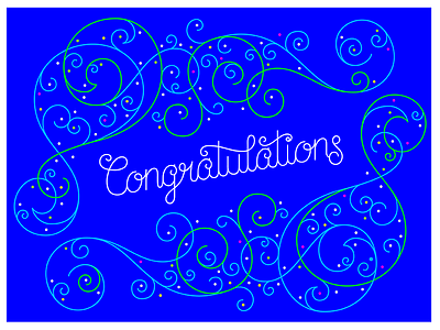 Congratulations! card congratulations curve delicate flourish lettering linework monoline typography