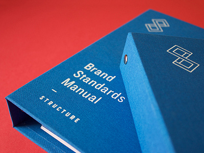 Screenprinted Styleguide blue book brand guidelines geometric logo red screenprint styleguide vibrant