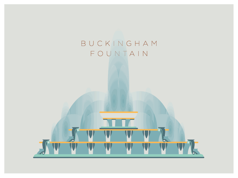 Buckingham Fountain in Motion chicago fountain gif grant park icon illustration landmark water