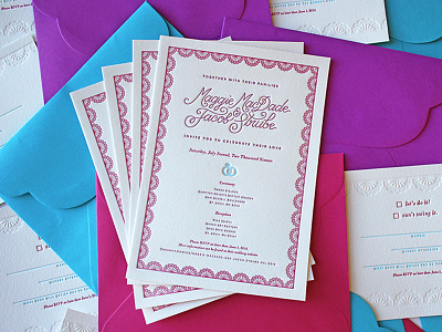 Letterpressed Wedding Invitation Suite