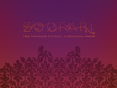 Zoofari 2016 botanical event floral gala illustration jewel linework plant sunset vine zoo