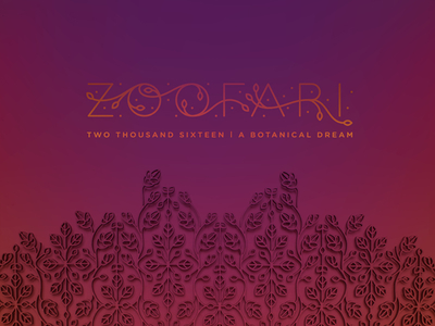 Zoofari 2016 botanical event floral gala illustration jewel linework plant sunset vine zoo