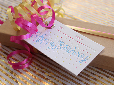 Letterpress "Happy Birthday" Tag