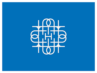 "H" Seal blue geometric h interlocking knot logo maze monoline seal