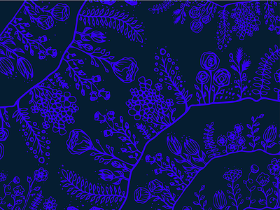 Hand-Drawn Floral Surface Pattern blossom blue bud fern floral flower flowers hand-drawn illustrated illustration rose
