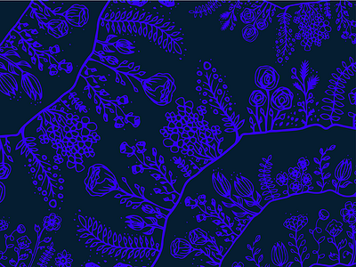 Hand-Drawn Floral Surface Pattern blossom blue bud fern floral flower flowers hand drawn illustrated illustration rose