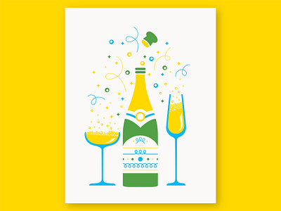 Pop the Cork bubbles card celebration champagne confetti geometric glass greeting card illustration new years overprint party sparkle wine