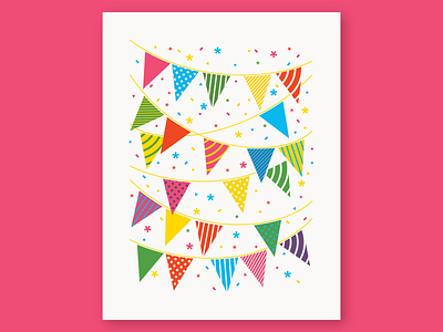 Party Time! banner banners birthday bright celebrate confetti flag flags fun geometry illustration letterpress linework party pattern pennant pennants vector