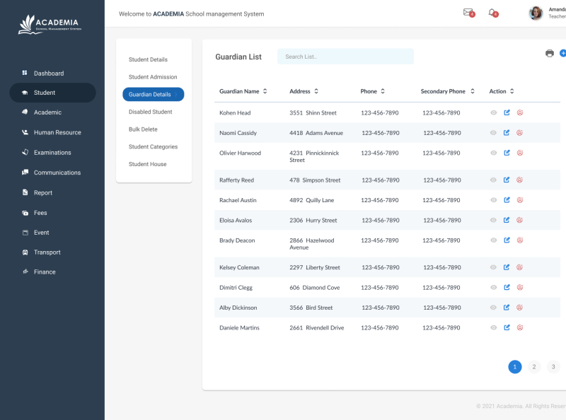 ACAMEDIA School Management System - Guardian Details by Bibek Poudel on ...