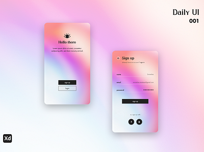 Daily UI - 001 adobexd challenge daily ui dailyui form gradient sign up ui uidesign webdesign