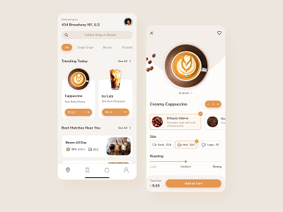 CoffeeYum - A Mobile Coffee Delivery UI Kit app branding button clean coffee coffee mobile app coffee shop coffee type coffee ui kit design flat icon illustration ios logo mobile coffee typography ui ux vector