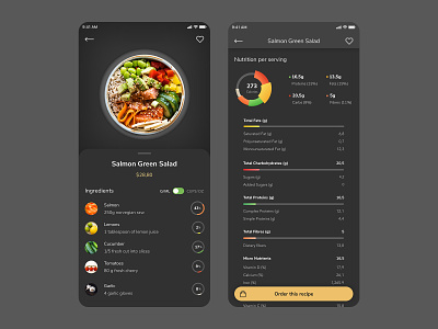Food Recipe Screens branding clean dark delivery app design flat food food delivery app logo mobile ux vector web