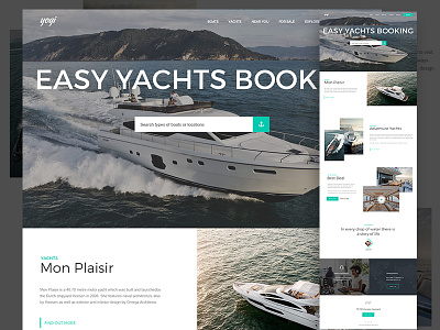 Yachts Home Page boats clean flat landing page typography ui water web web design website yachts