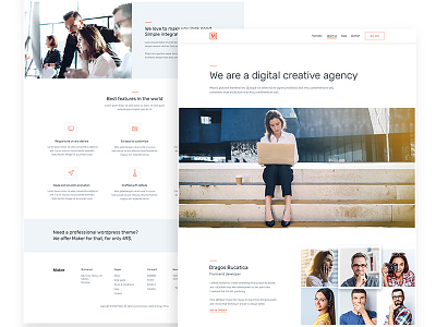 About Us Page about us agency button clean corporate creative digital flat landing page services team web design