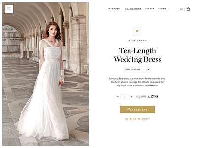 Wedding Dress Product Page bride clean ecommerce fashion layout minimalism product page shop ui ux web wedding