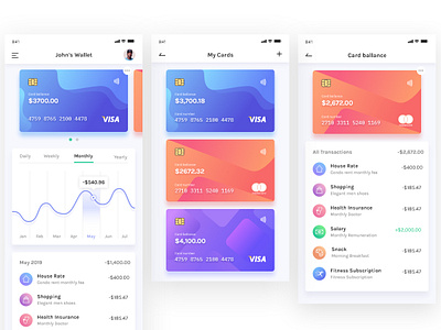 BudgetPlanner - Wallet, My Cards, & Cards Balance app branding design finance flat gradient icon illustration ios logo minimal mobile ui ux vector