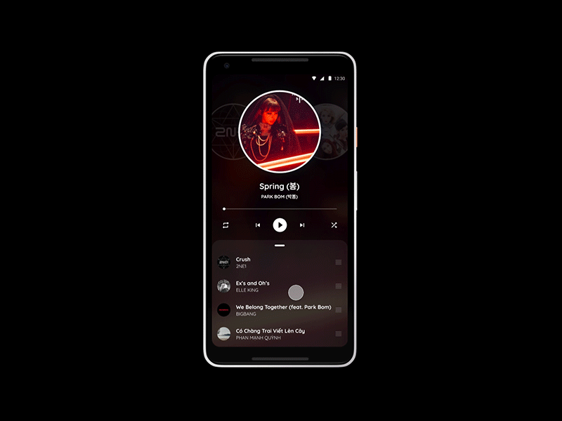 Music Player Animation android app design figma fluent design fluent design system material material design material ui materialdesign music music app music player music player app music player ui ui uidesign user interface design userinterface ux