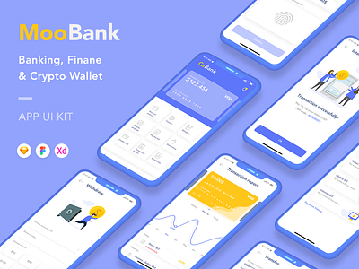 Banking, Finance and Crypto Wallet App UI Kit bank app banking app crypto app crypto wallet finance app mobile app mobile app design