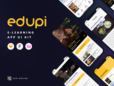 Edupi - E-Learning App UI Kit app design elearning learning app mobile app mobile app design ui kit video app