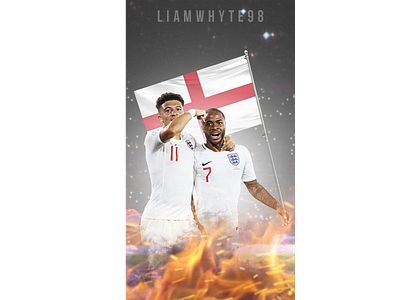 Jadon Sancho x Raheem Sterling - Flying the Flag For England borussia dortmund design england fifa 20 football football club football design football designs football edit footballer illustration jadon sancho manchester city photoshop poster raheem sterling soccer soccer edit wallpaper world cup